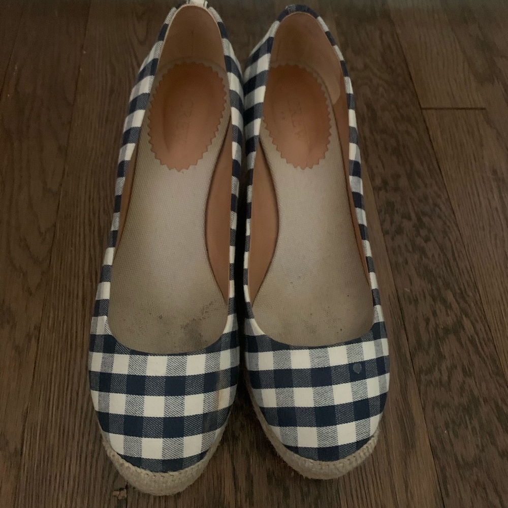 J. Crew Navy Gingham Espadrilles- size 8